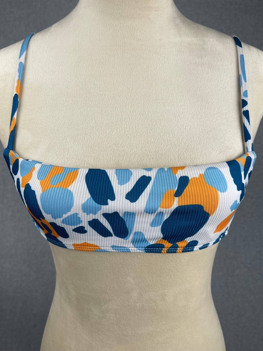 Romwe Ribbed Multicolor Wireless Spaghetti Strap Bikini Top Size XS